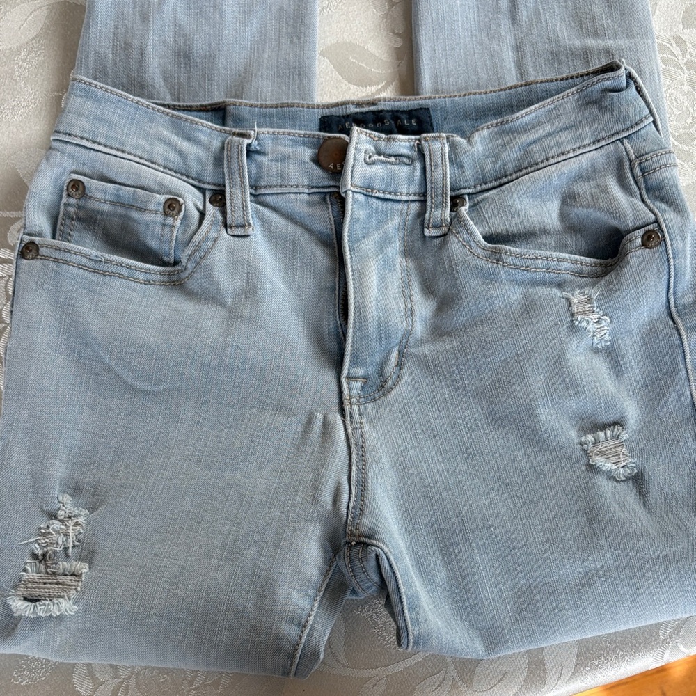 Aeropostale Light Blue Ripped Skinny Jeans